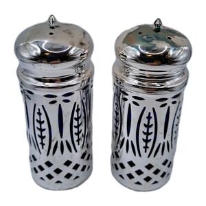 Royal Sapphire Collection by Avon Salt & Pepper Set Silver Plate Cobalt Blue